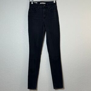 Levis Premium 721 High Rise Skinny Jeans Black Wash Denim Size 24
